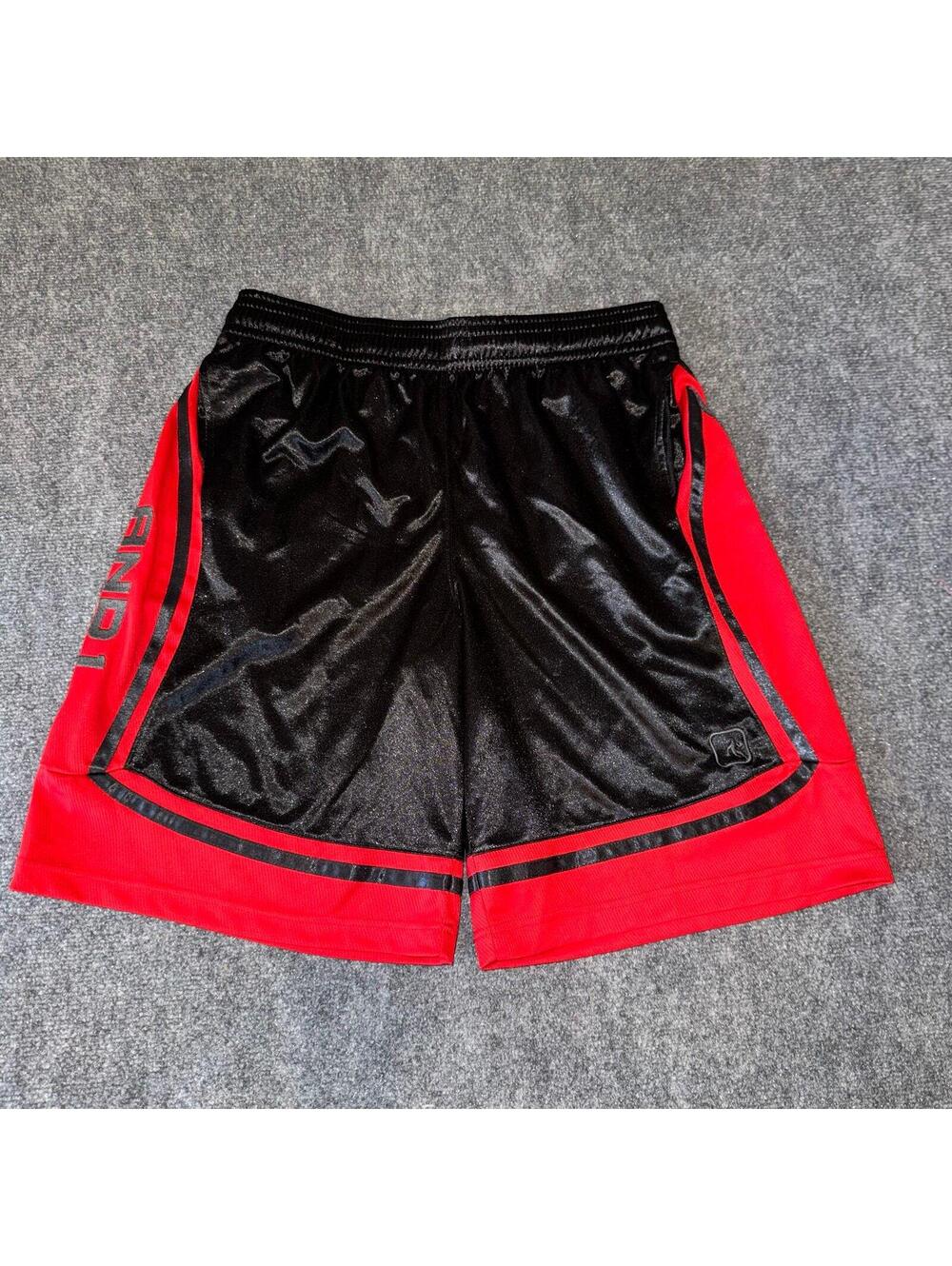 AND1 Black/Red Baggy Dazzle Hoop Shorts Mens LG Vtg y2k 90s Rare